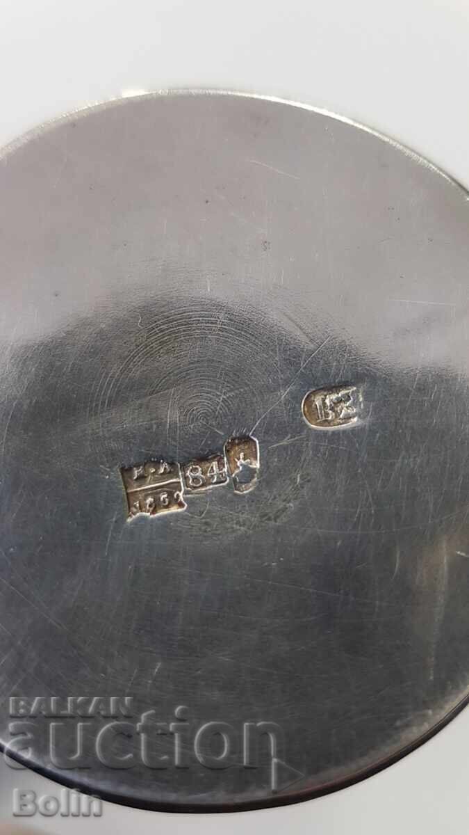 Рядка сребърна руска царска чаша за вода ниало 84 пр. 1852г. - 5