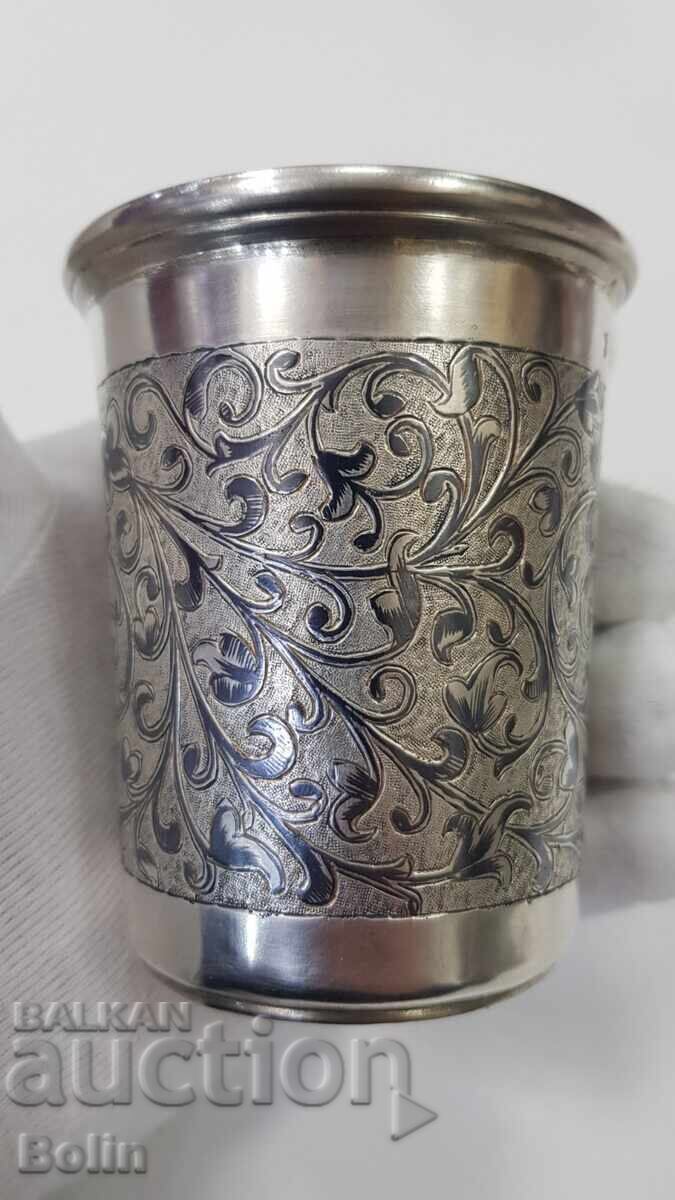 Рядка сребърна руска царска чаша за вода ниало 84 пр. 1852г.