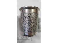 Cupă rară de argint rusească țaristă pentru apă, niello 84, 1852