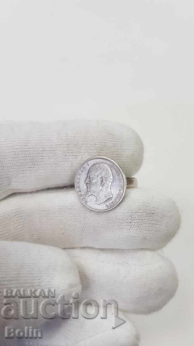 Interesting silver ring coin of Ferdinand I 50 stotinki - 6 Interesting silver ring coin of Ferdinand I 50 stotinki - 6