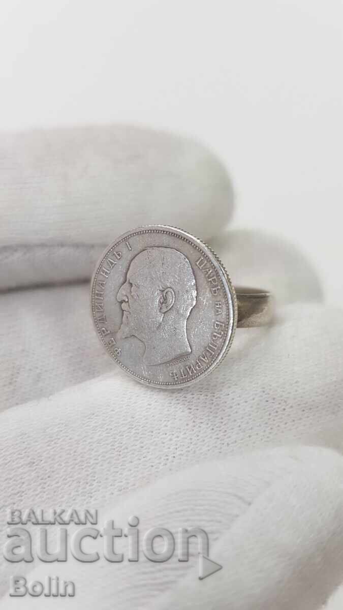 Interesting silver ring coin of Ferdinand I 50 stotinki Interesting silver ring coin of Ferdinand I 50 stotinki
