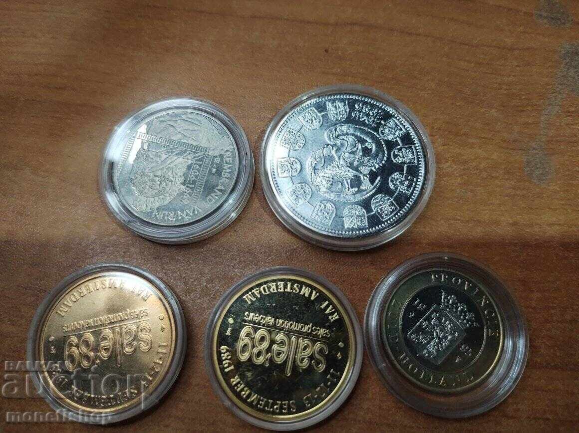 5 pcs. Tokens and medals in collectible condition - 7 5 pcs. Tokens and medals in collectible condition - 7