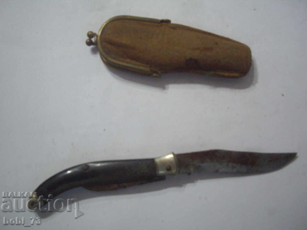 Μικρό παλιό μαχαίρι σε αυθεντική δερμάτινη θήκη - 5