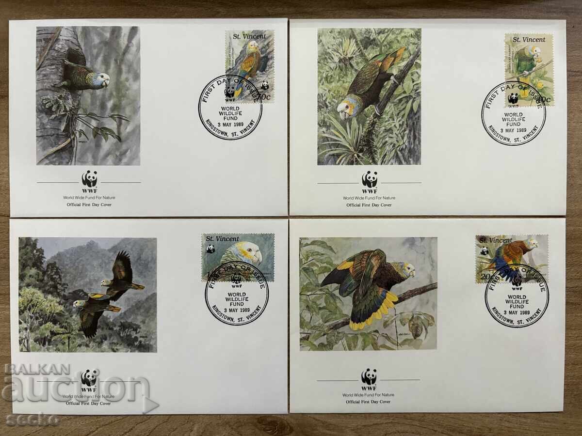 Сейнт Винсент - Комплект първодневни пликове - Папагал(1989)