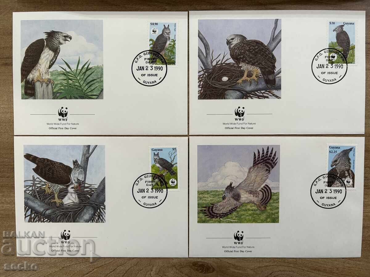 Guyana - Set plicuri prima zi - Harpia (1990) Guyana - Set plicuri prima zi - Harpia (1990)