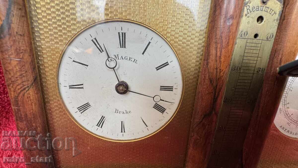 Δημοπρασία Αντίκα Γαλλικό ρολόι με βαρόμετρο, G. Mager Δημοπρασία Αντίκα Γαλλικό ρολόι με βαρόμετρο, G. Mager