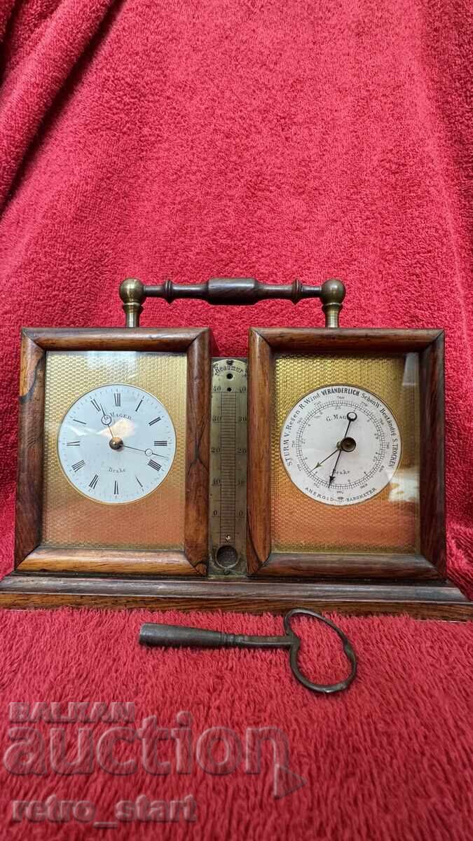Αντίκα Γαλλικό ρολόι με βαρόμετρο, G. Mager - 5 Αντίκα Γαλλικό ρολόι με βαρόμετρο, G. Mager - 5