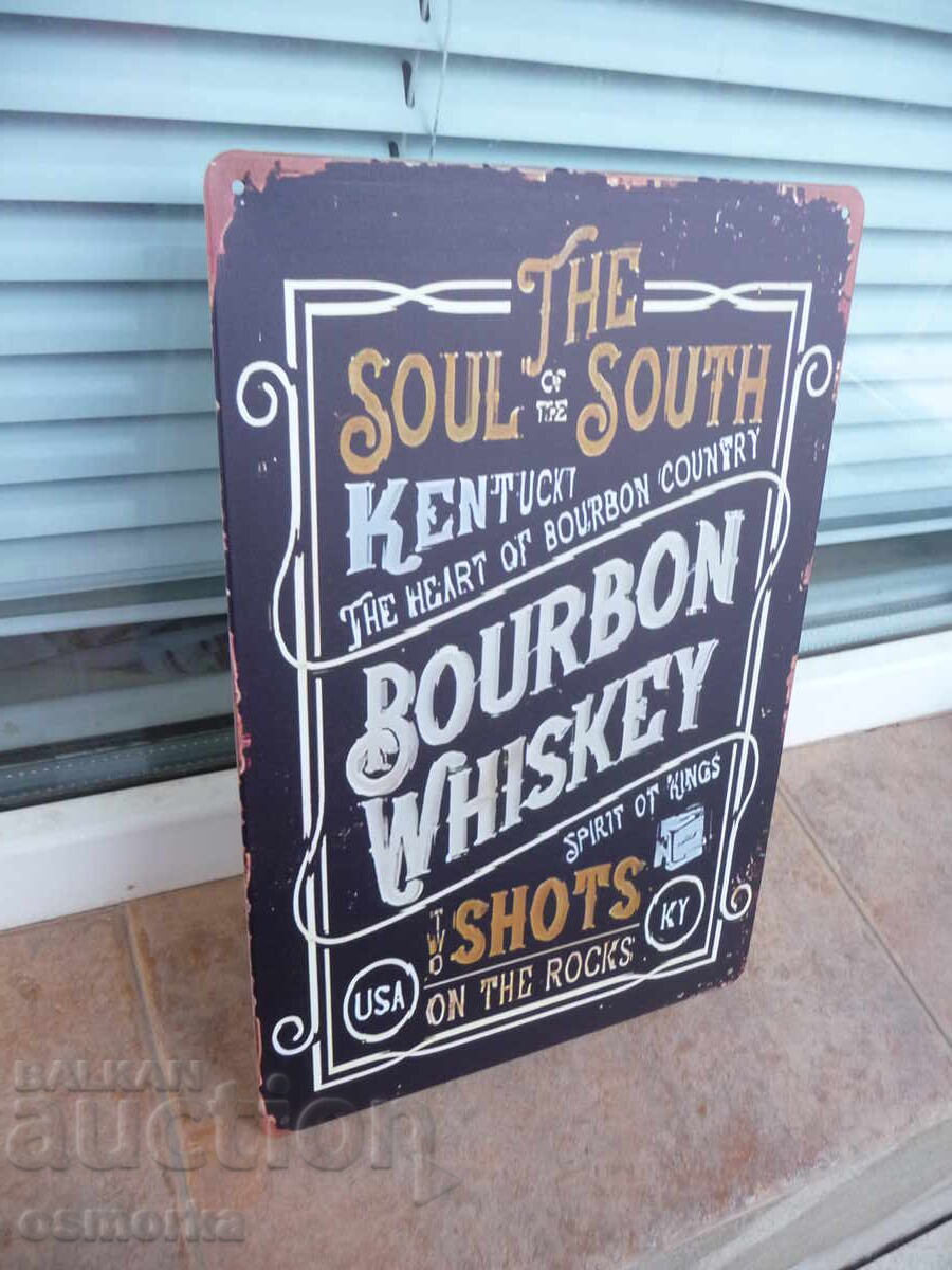 Метална табела уиски бърбън южняшко Кентъки бар дух кралете с цена 18.00 лв. | € 9.20