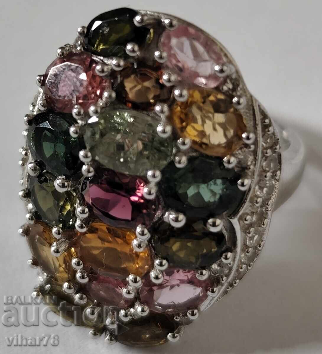 Δημοπρασία Γυναικείο ασημένιο δαχτυλίδι με τουρμαλίνη