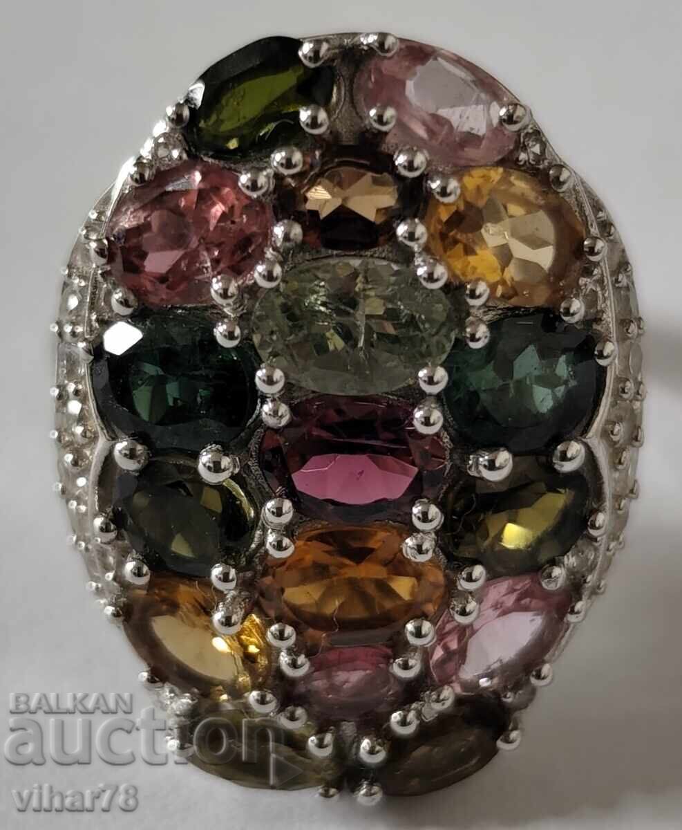 Γυναικείο ασημένιο δαχτυλίδι με τουρμαλίνη - 5