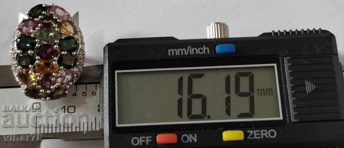 Γυναικείο ασημένιο δαχτυλίδι με τουρμαλίνη - 6