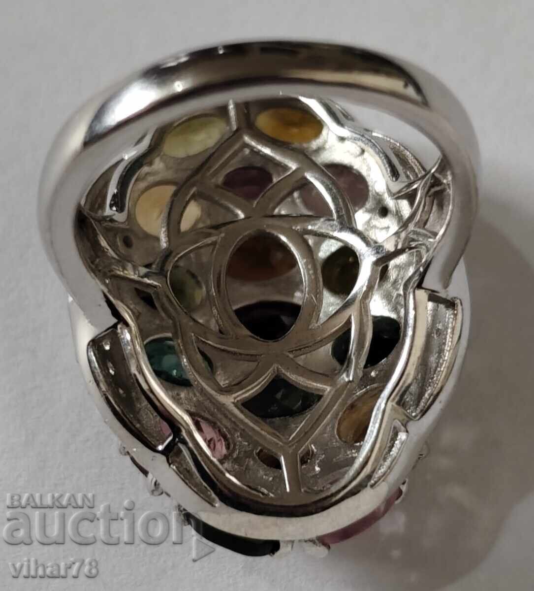 Γυναικείο ασημένιο δαχτυλίδι με τουρμαλίνη - 7