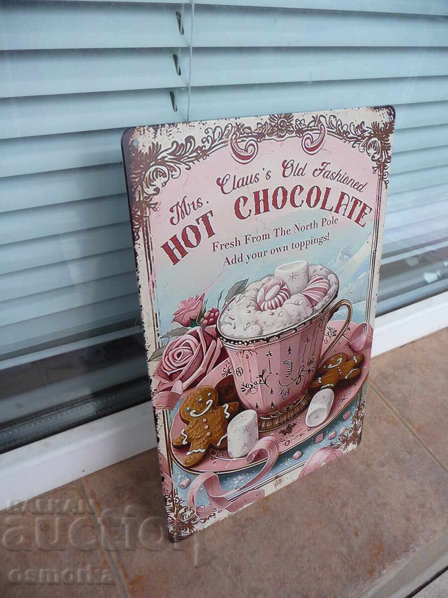 Μεταλλική πινακίδα Ζεστή σοκολάτα μπισκότο marshmallows όμορφο πώς με τιμή 18.00 BGN | € 9.20