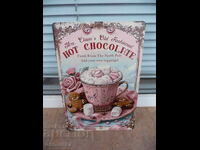 Μεταλλική πινακίδα Ζεστή σοκολάτα μπισκότο marshmallows όμορφο πώς