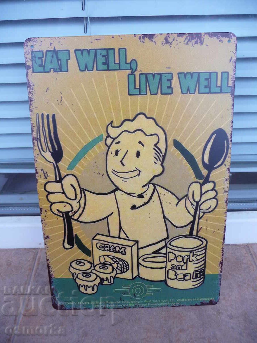 Μεταλλική πινακίδα καλό φαγητό καλή ζωή διατροφή σωστά καθαρά Μεταλλική πινακίδα καλό φαγητό καλή ζωή διατροφή σωστά καθαρά