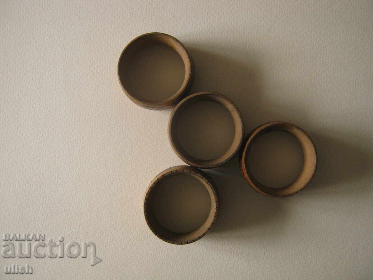 4 pcs. Old wooden napkin holder ethnographic motifs pyrography