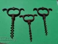 Lot of 3 Antique Soldier Corkscrews