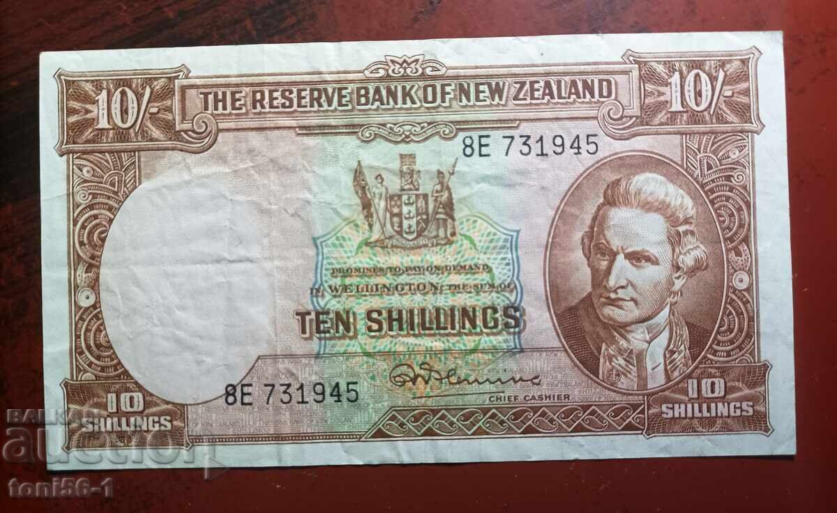New Zealand 10 Shillings 1956-60 without security thread New Zealand 10 Shillings 1956-60 without security thread