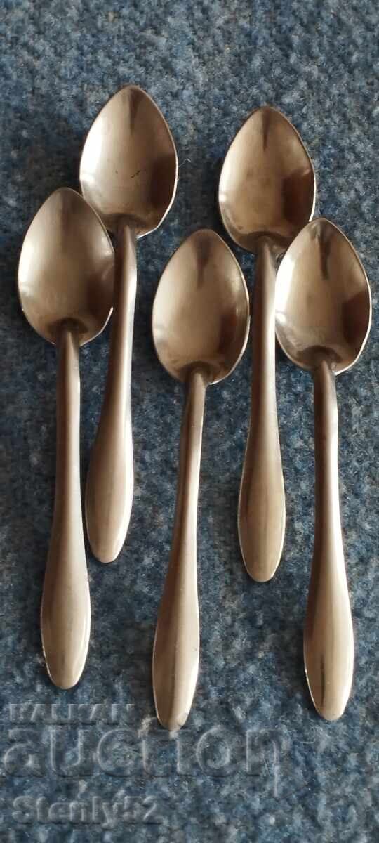 5 tea spoons, coffee 11.5 cm. stainless steel