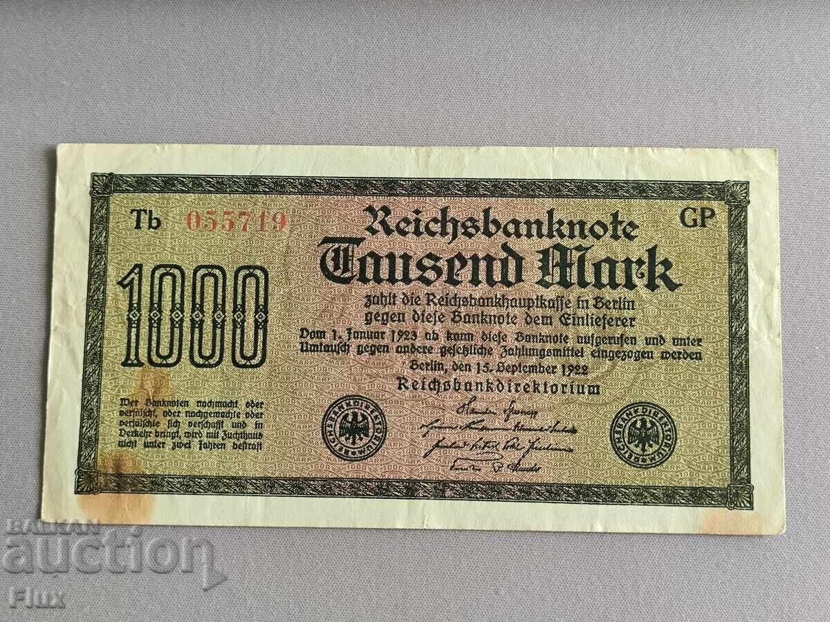 Bancnotă Reich - Germania - 1000 mărci | 1922