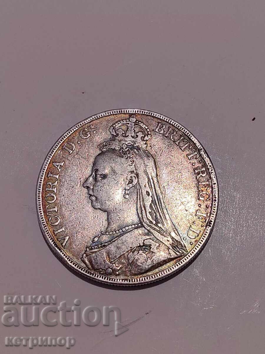 1 κορώνα στέμμα Ηνωμένου Βασιλείου 1890 ασημένιο με τιμή € 105.00 | 205.36 BGN