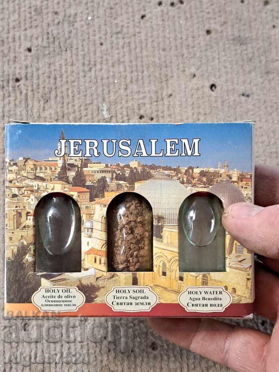 Souvenir from Jerusalem / Oil, soil, and holy water from the Jordan River