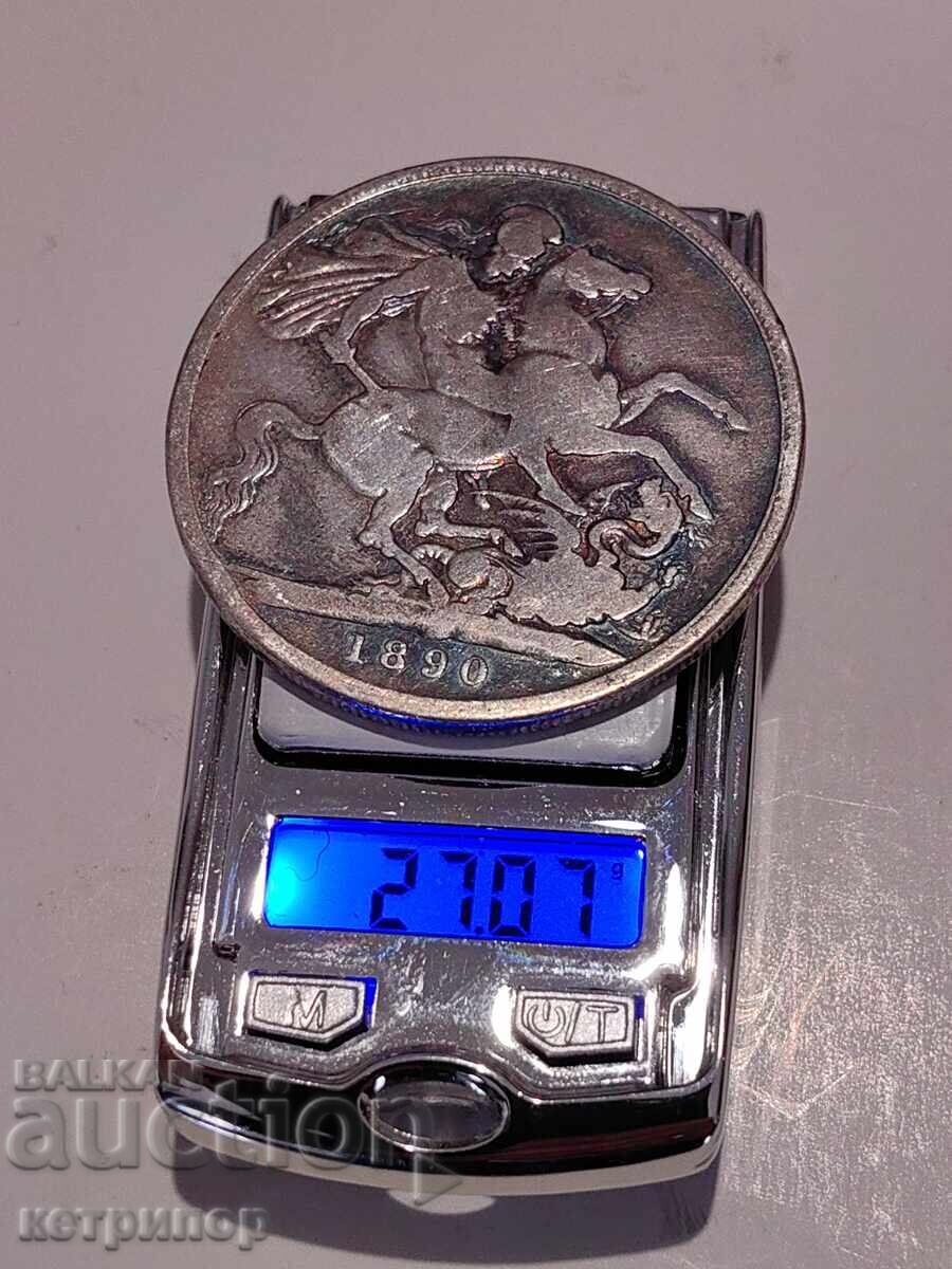 1 κορώνα στέμμα Ηνωμένου Βασιλείου 1890 ασημένιο