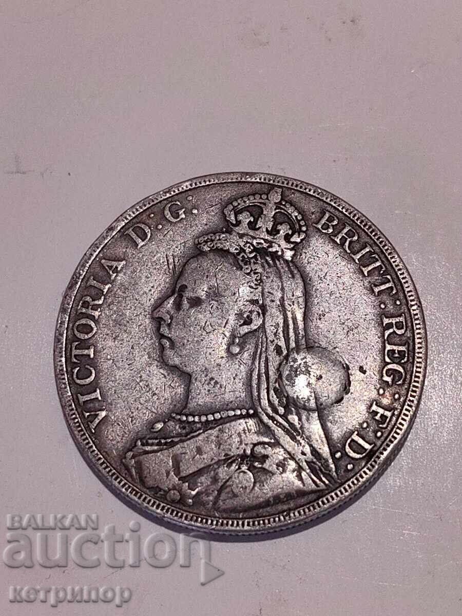 1 крона краун Великобритания 1890 г сребърна с цена € 95.00 | 185.80 лв.