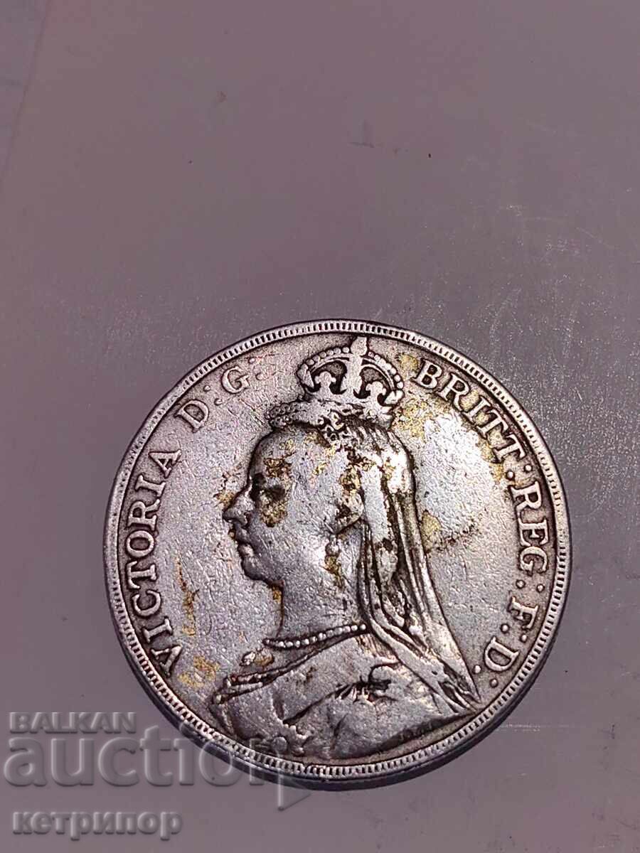 1 крона краун Великобритания 1889 г сребърна с цена € 80.00 | 156.47 лв.