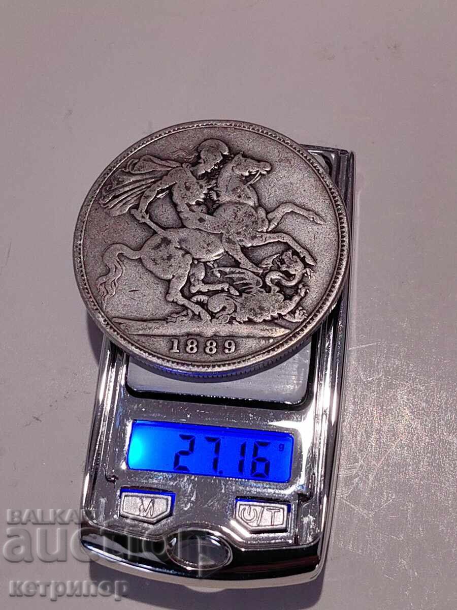 1 κορώνα στέμμα Ηνωμένου Βασιλείου 1889 ασημένιο 1 κορώνα στέμμα Ηνωμένου Βασιλείου 1889 ασημένιο