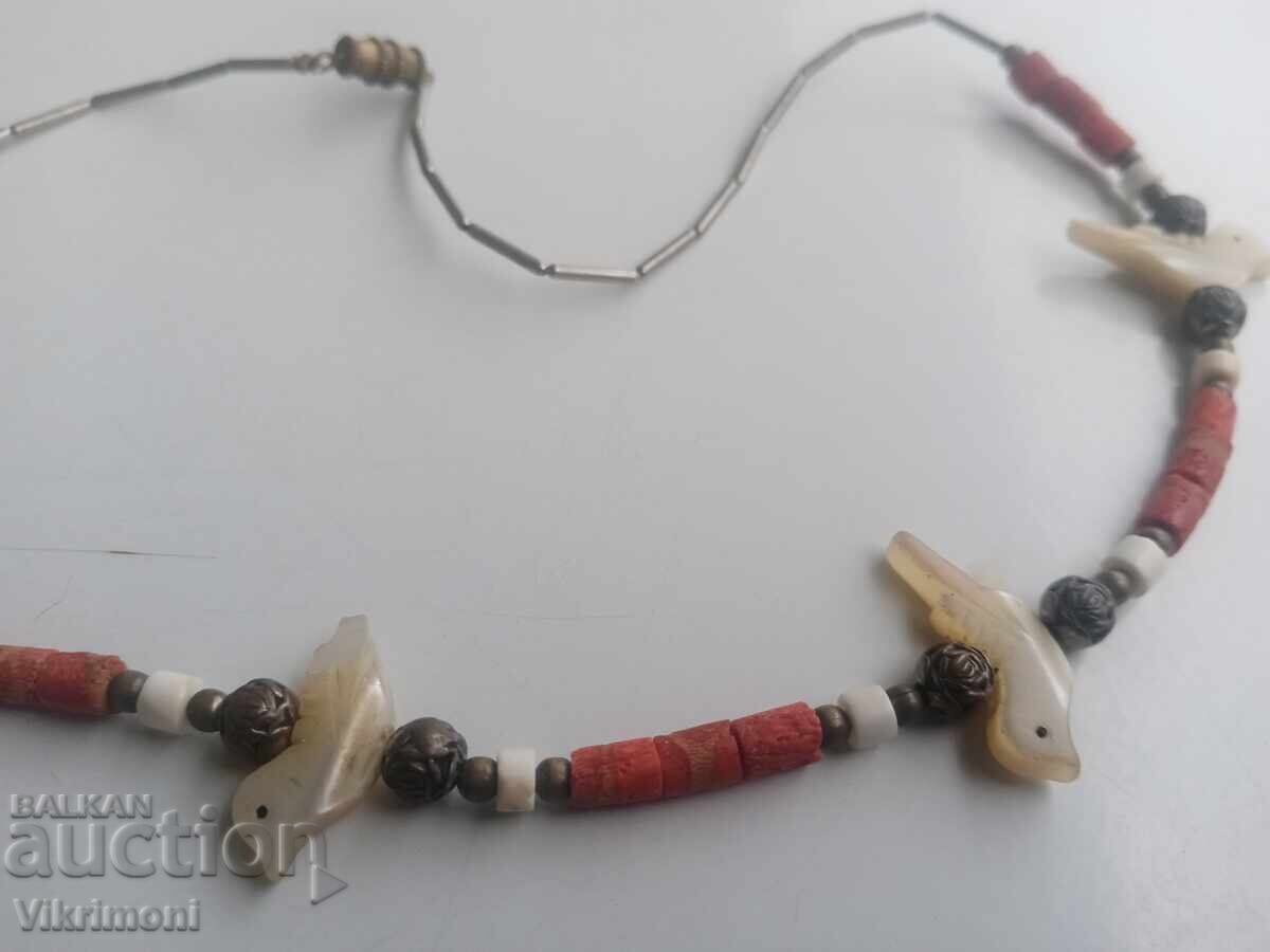 Revival jewelry, birds, coral, mother-of-pearl, sachan, bronze, dowry - 6
