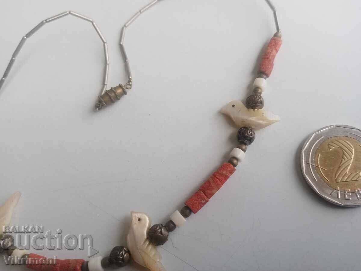 Revival jewelry, birds, coral, mother-of-pearl, sachan, bronze, dowry - 7