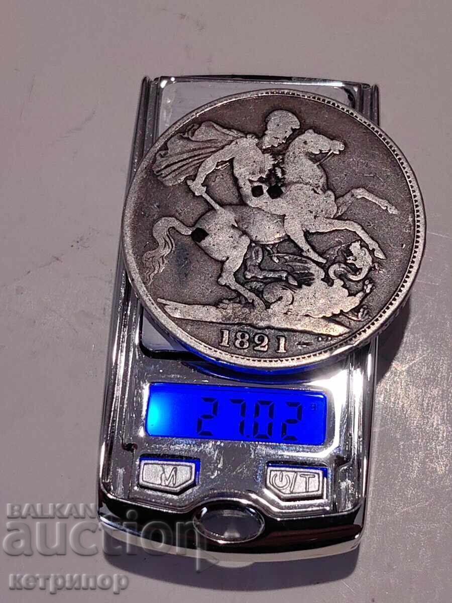 1 крона краун Великобритания 1821 г сребърна