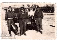 SMALL OLD PHOTO GREEK SOLDIERS IN FRONT OF MILITARY VEHICLE D749