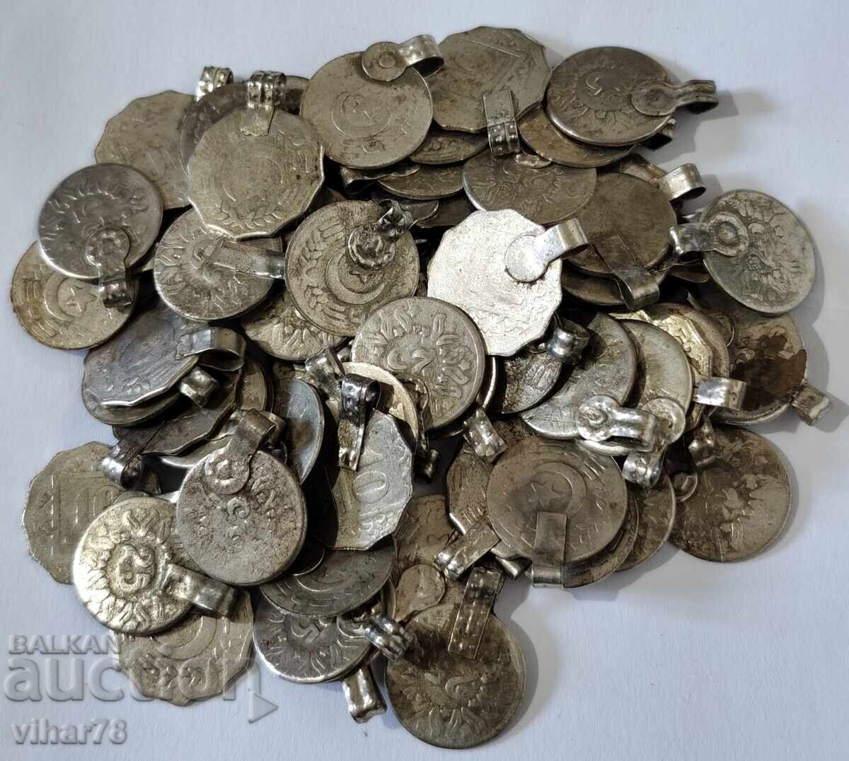 Pendants from a necklace, 70 pieces, not silver