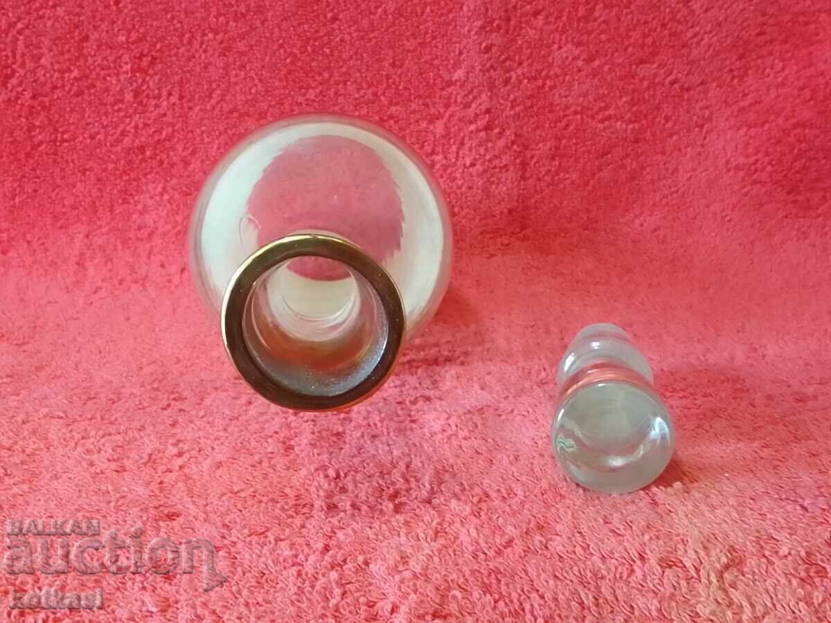 Стара стъклена кристална Кана Гарафа позлата - 5