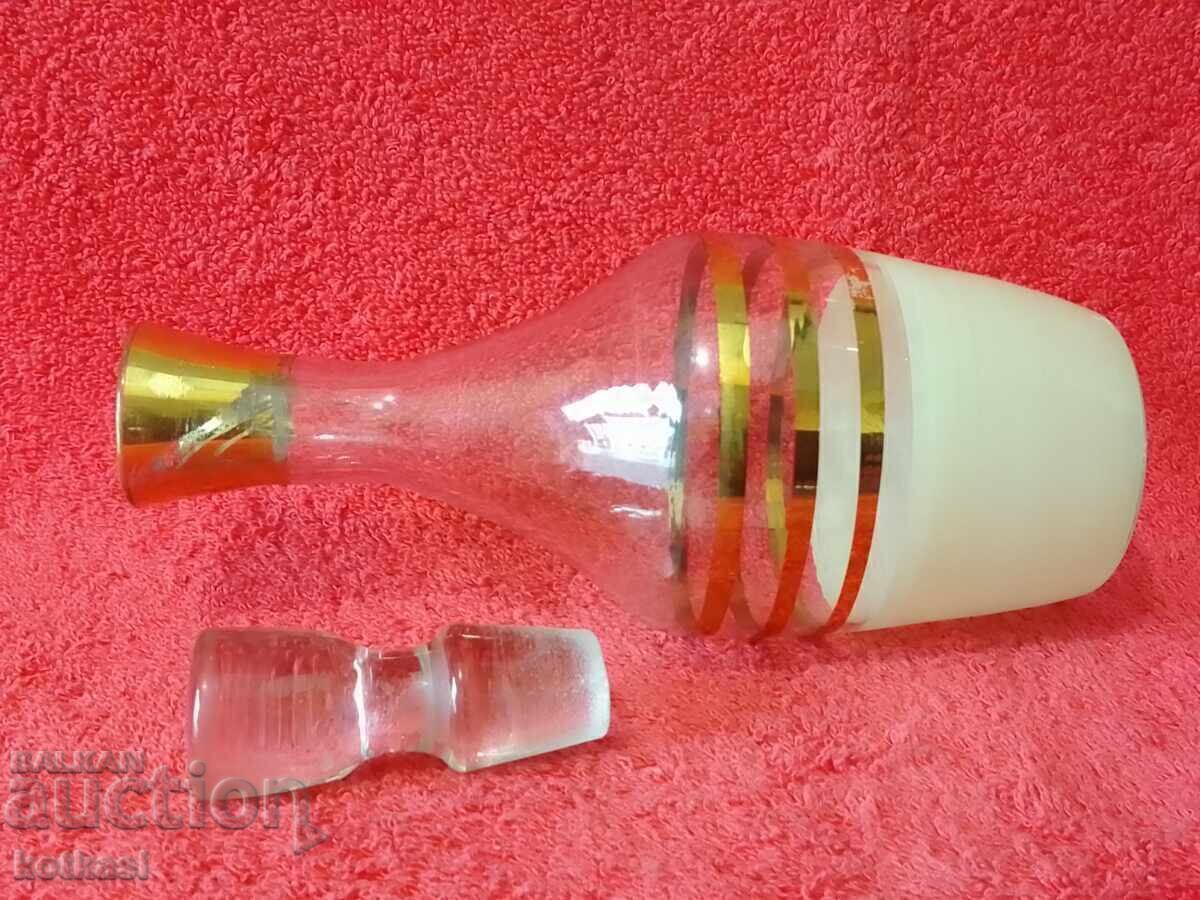 Стара стъклена кристална Кана Гарафа позлата - 6