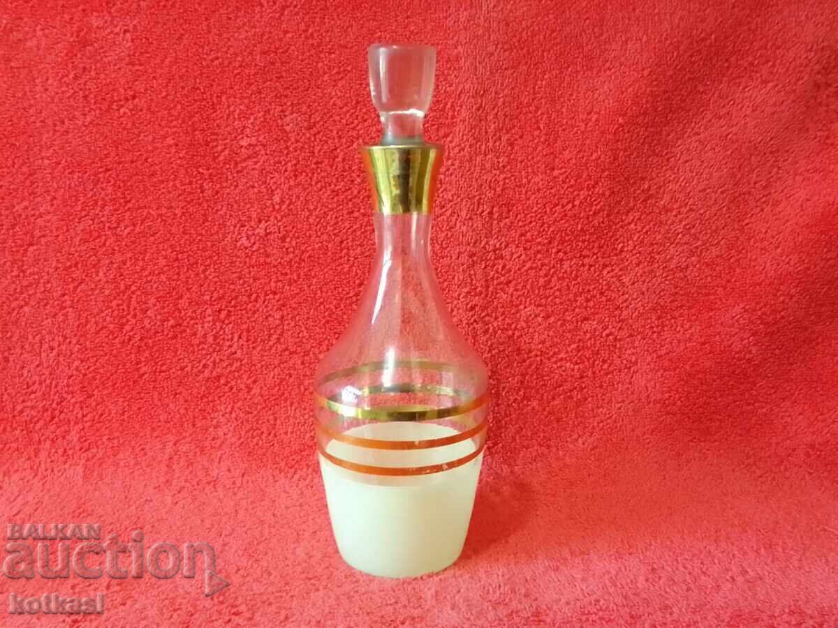 Old glass crystal Carafe Pitcher gilt