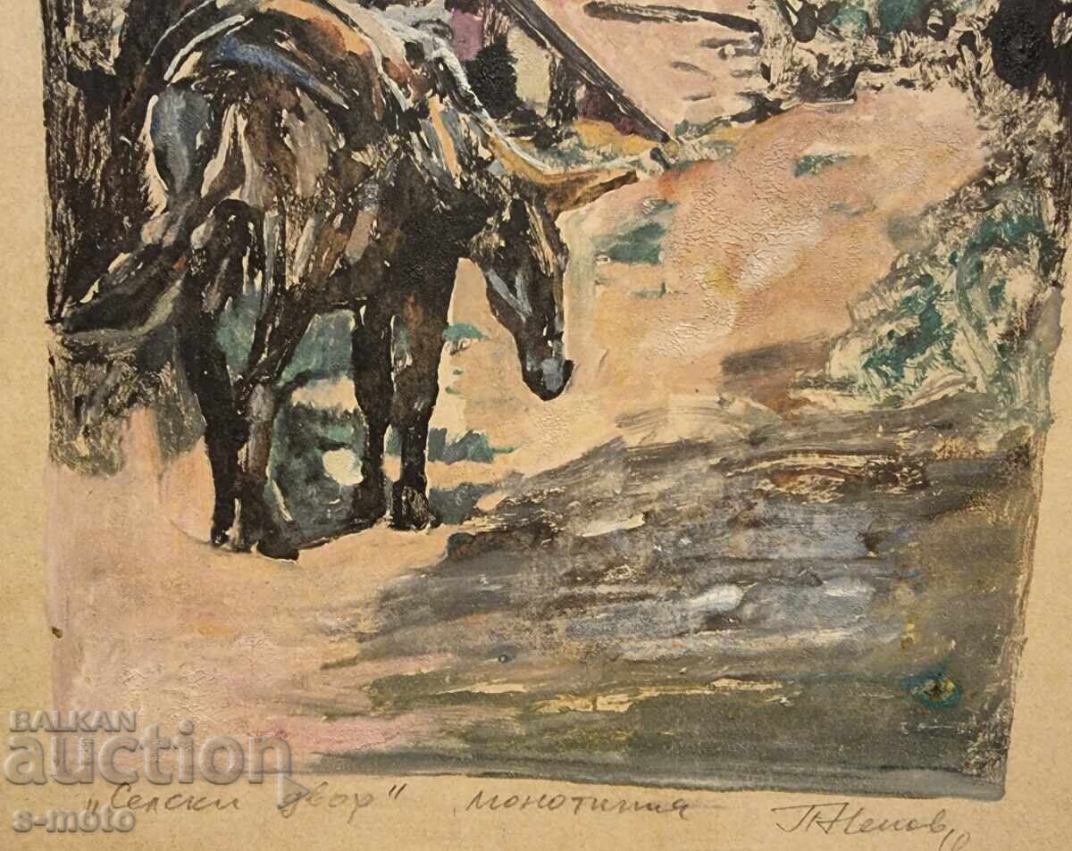 Πέταρ Νένοφ γραφικά, μονοτυπία Αγροτική αυλή - 5