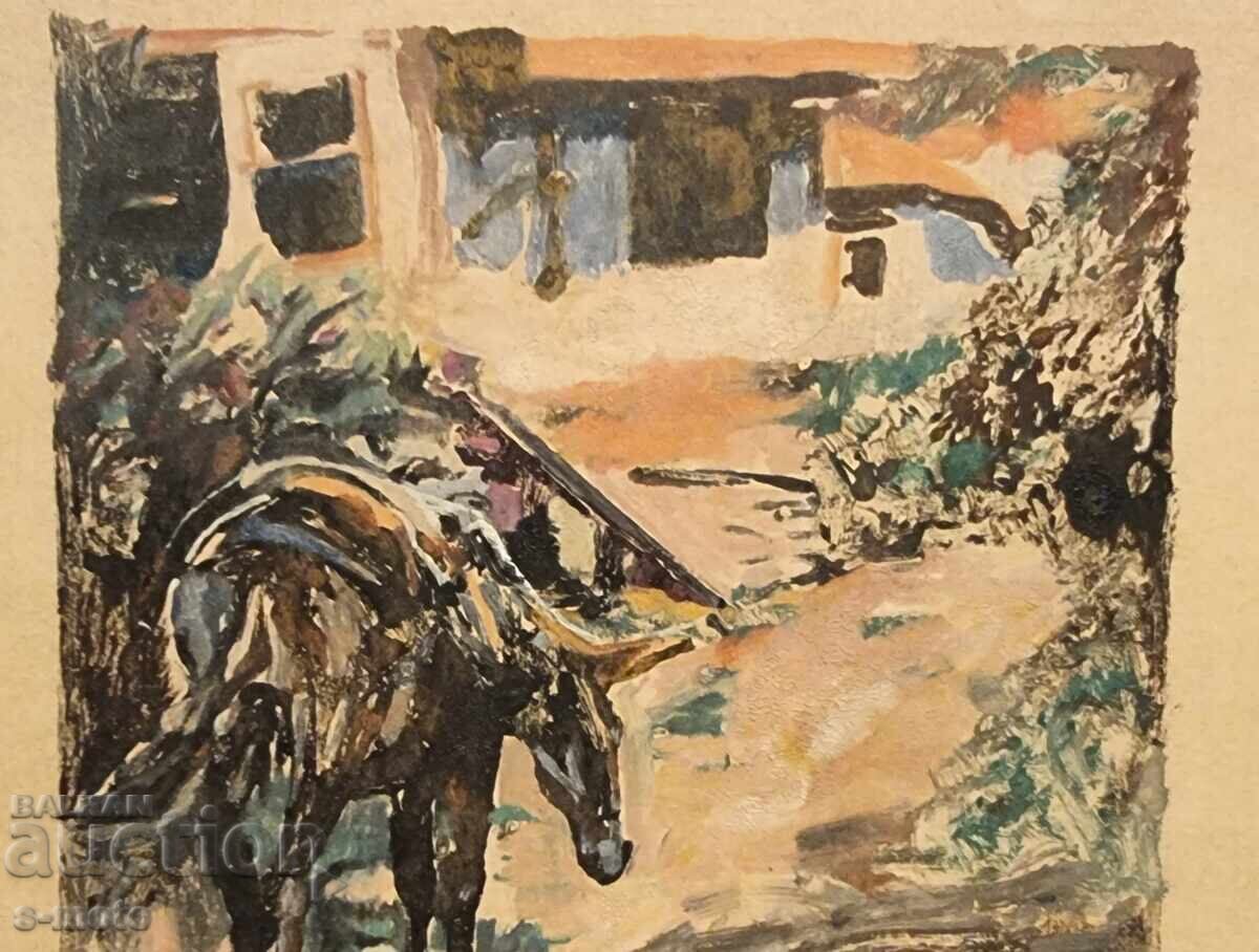 Πέταρ Νένοφ γραφικά, μονοτυπία Αγροτική αυλή - 6