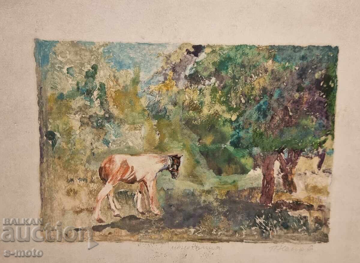 Πέταρ Νένοφ γραφικά, μονοτυπία Τοπίο με τιμή 120.00 BGN | € 61.36