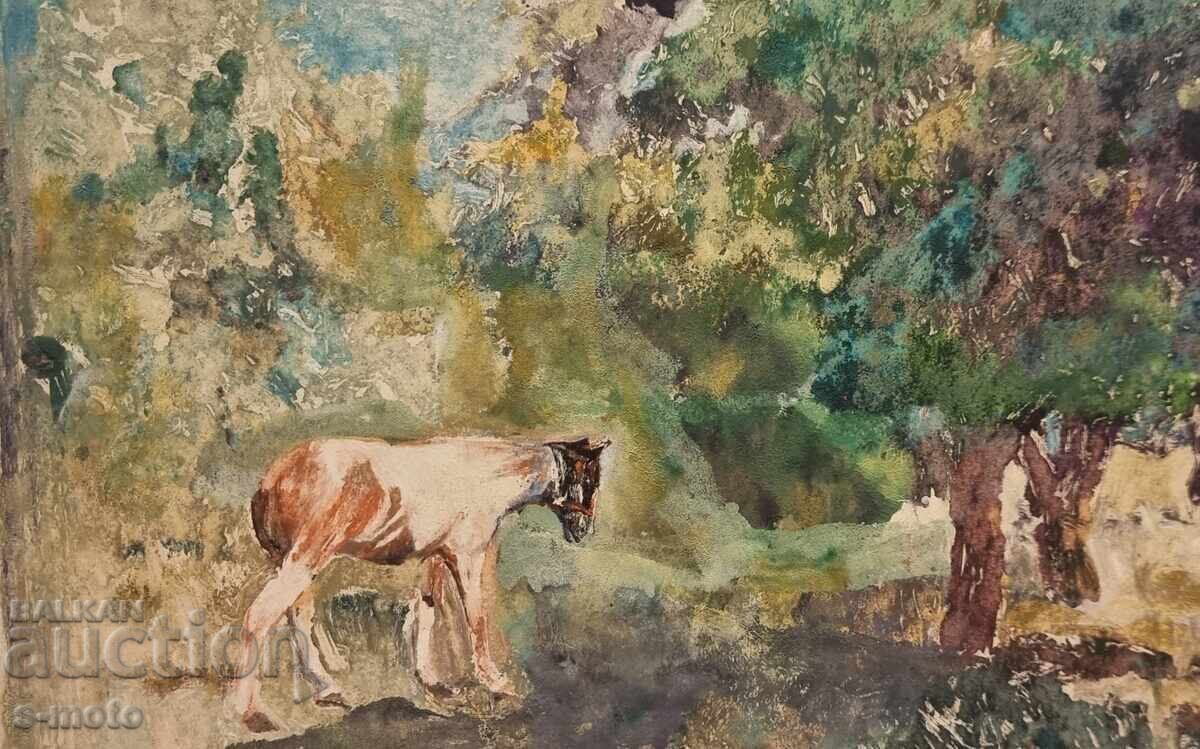 Παράδοση Πέταρ Νένοφ γραφικά, μονοτυπία Τοπίο