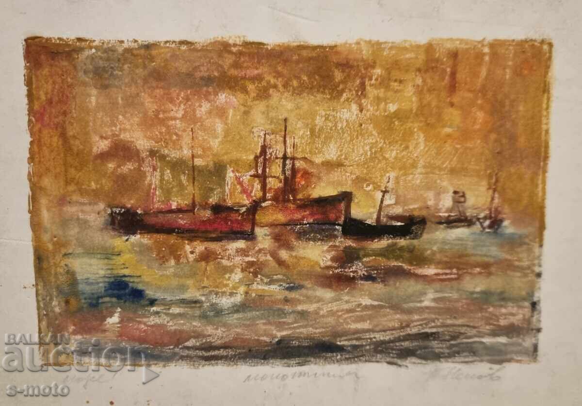 Πέταρ Νένοφ γραφικό, μονοτυπία Θαλασσινό τοπίο με τιμή 120.00 BGN | € 61.36
