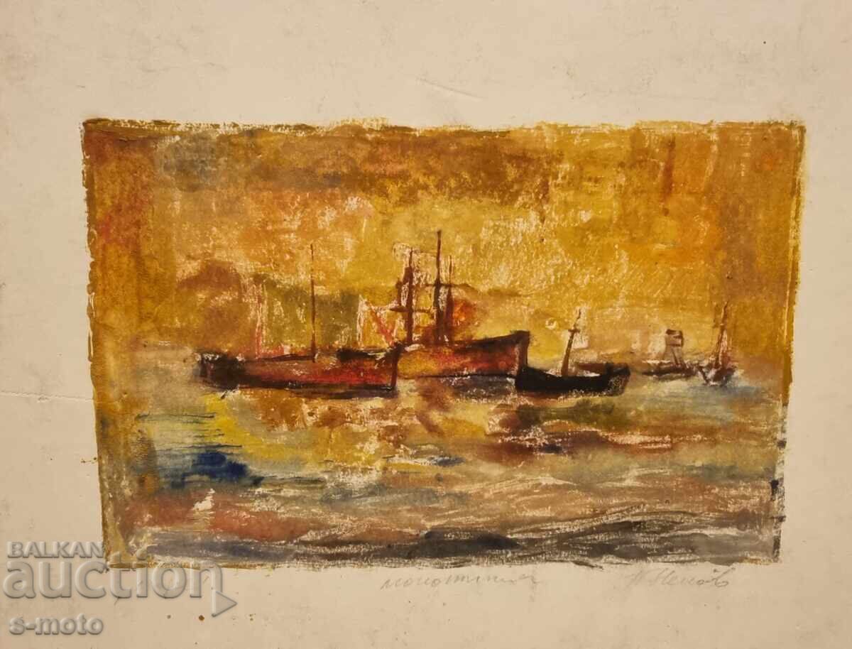 Δημοπρασία Πέταρ Νένοφ γραφικό, μονοτυπία Θαλασσινό τοπίο