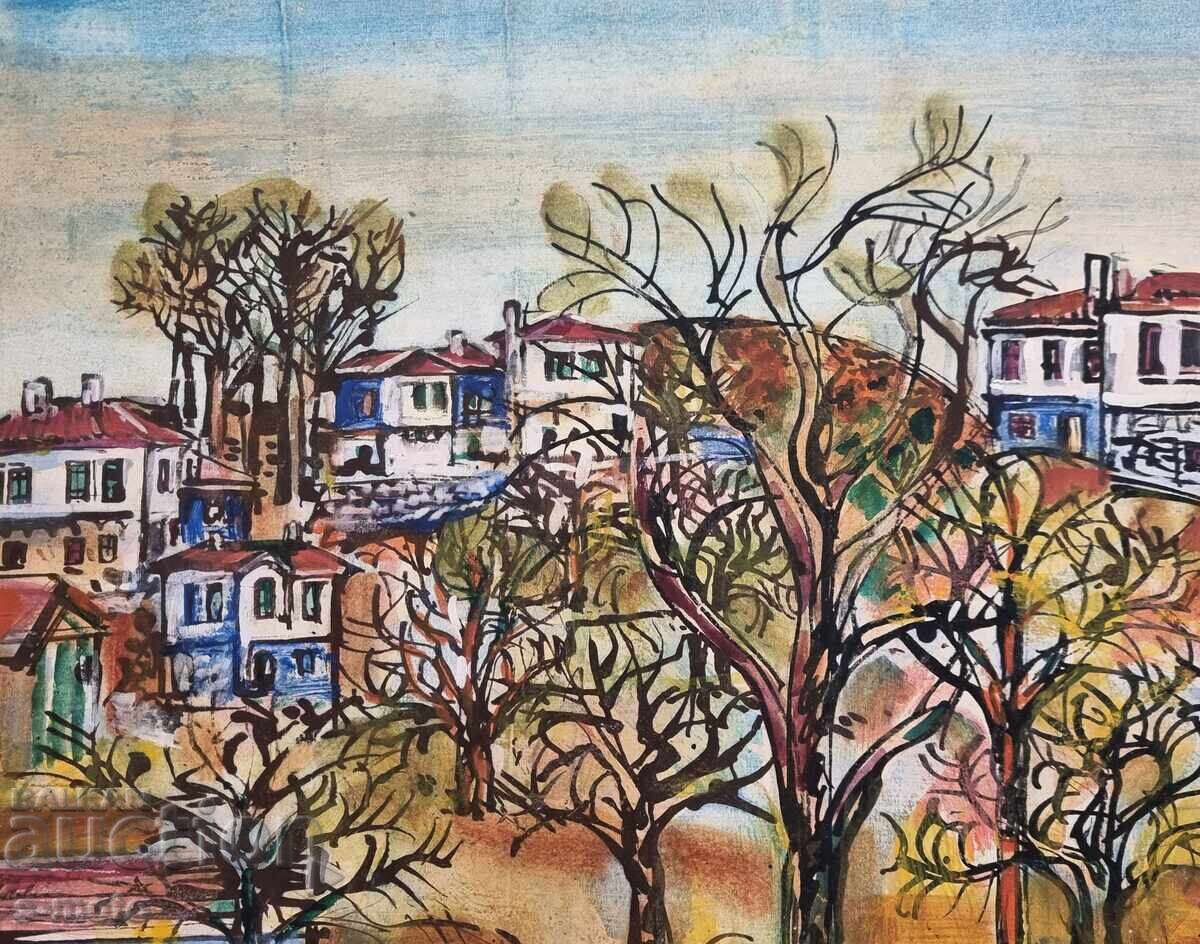 Licitație Pictură de Petăr Raşkov, acuarelă, peisaj Licitație Pictură de Petăr Raşkov, acuarelă, peisaj