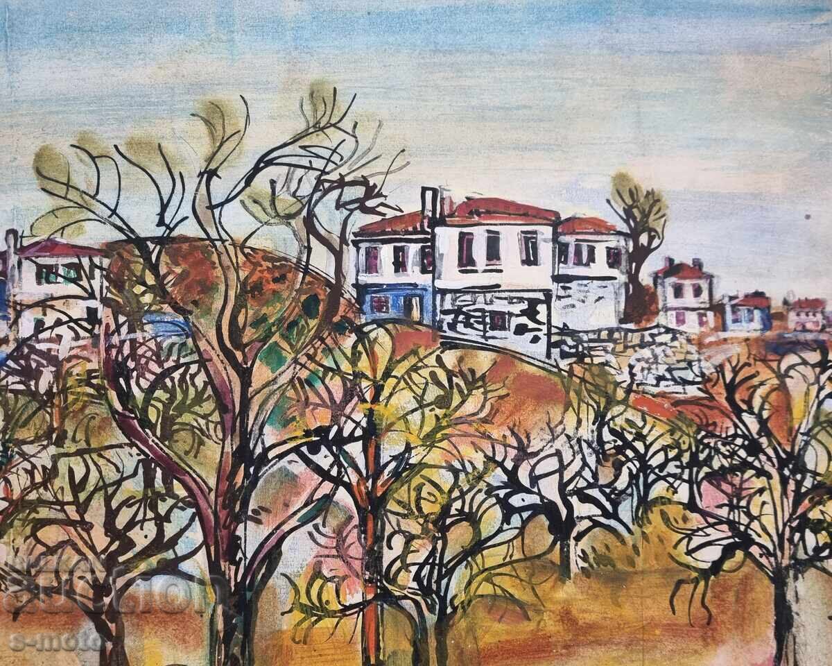 Livrarea Pictură de Petăr Raşkov, acuarelă, peisaj Livrarea Pictură de Petăr Raşkov, acuarelă, peisaj