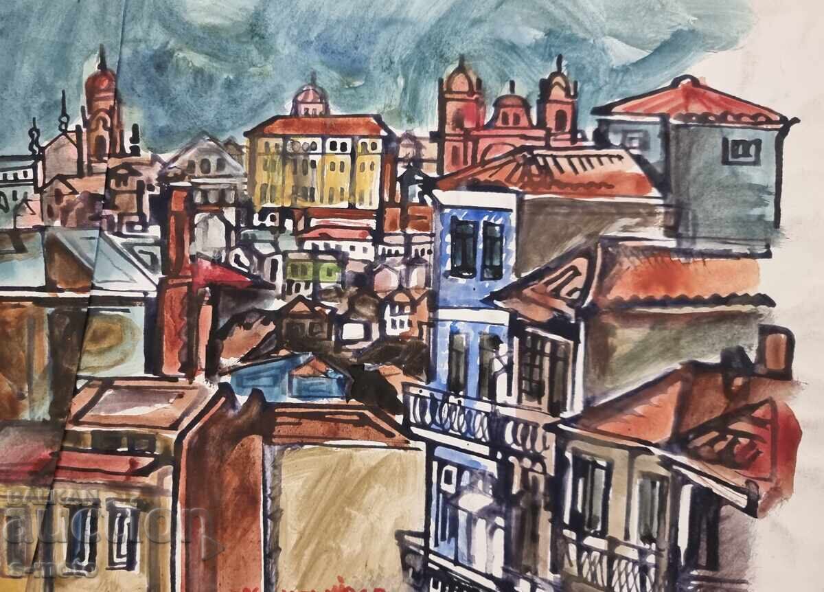 Pictură de Petăr Raşkov, acuarelă, peisaj - 5