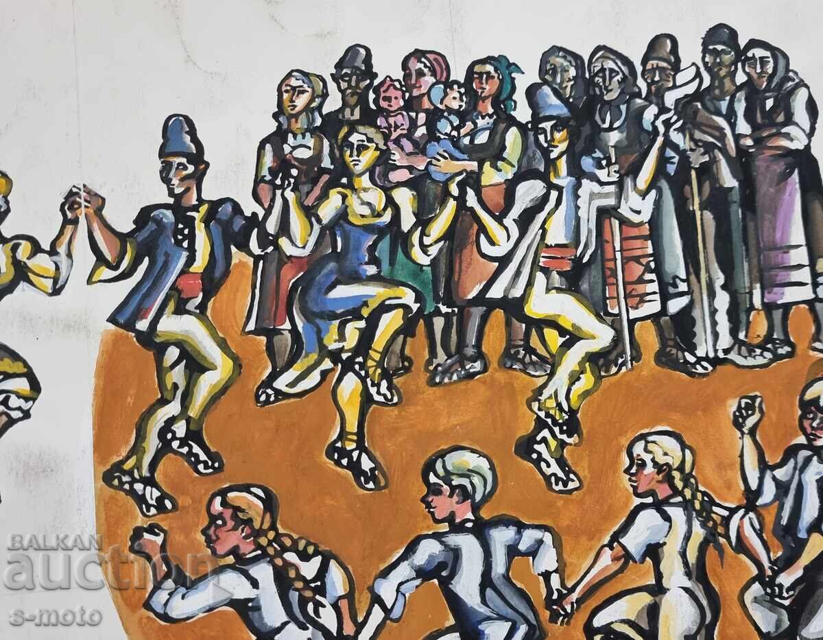 Pictură acuarelă Petăr Rashkov Hor - 5 Pictură acuarelă Petăr Rashkov Hor - 5