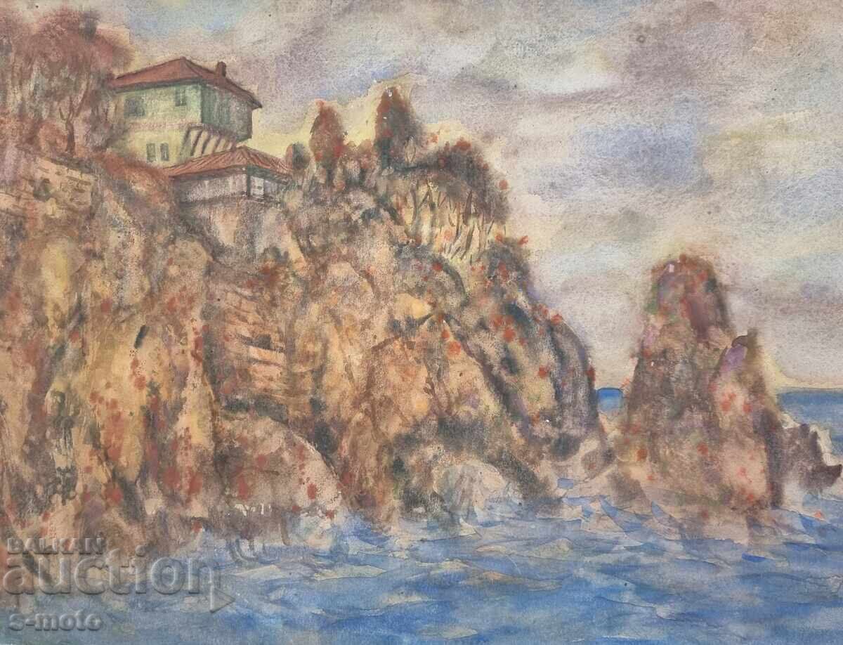 Stoyan Domuschiev / 1935 - 2021 / Watercolor seascape with price 450.00 BGN | € 230.08 Stoyan Domuschiev / 1935 - 2021 / Watercolor seascape with price 450.00 BGN | € 230.08