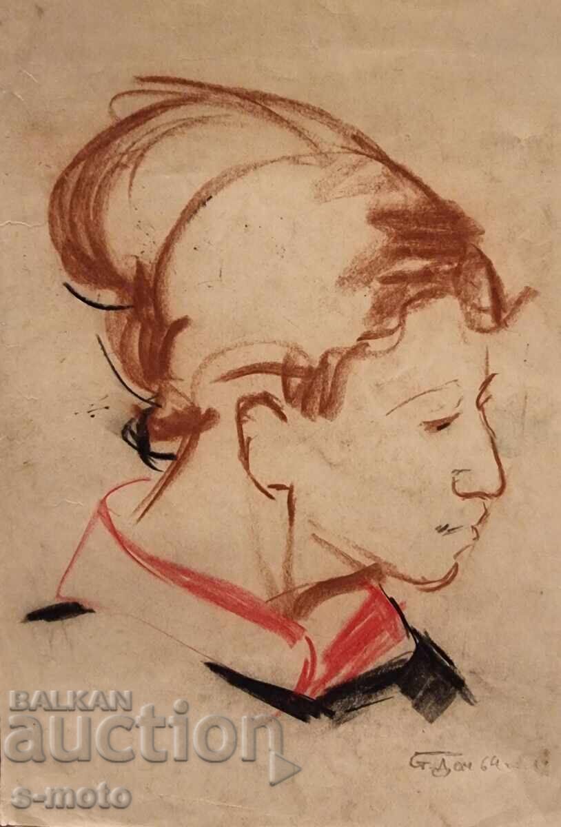 Stoyan Domuschiev / 1935 - 2021 / Portret de femeie pastel Stoyan Domuschiev / 1935 - 2021 / Portret de femeie pastel